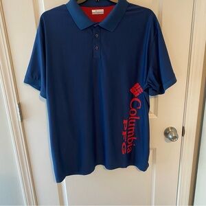 Columbia Men's Performance Fishing Gear Blue&Red Shirt
